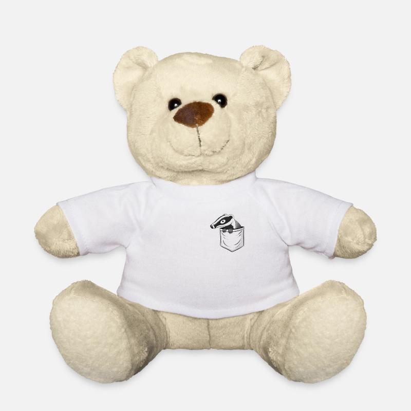 Wildtier Lustig gemütlicher Comic Dachs In Tasche - Teddy - Weiß