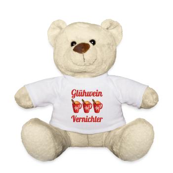 witzige Glühwein Vernichter Weihnachten Geschenk - Teddy - Weiß - Vorne