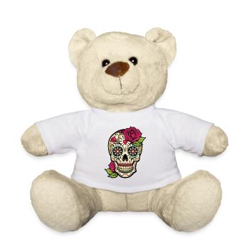 Crâne de sucre, jour des morts, Dia de los Muertos - Nounours - blanc - Devant
