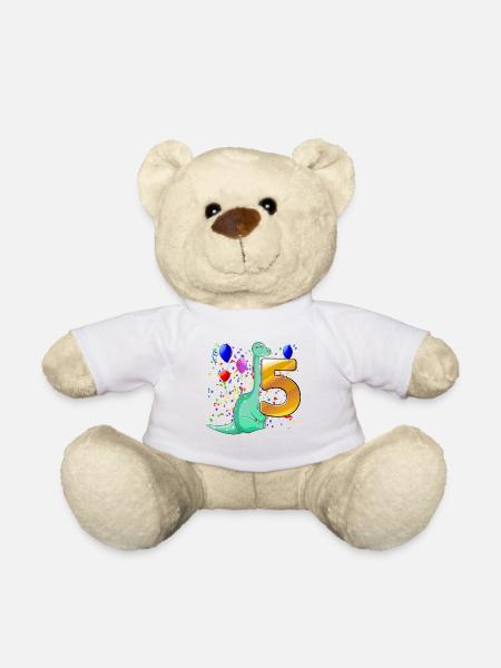 Dino Geburtstag 5 Jahre - Teddy - Weiß