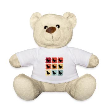Retro Pop Art Duck Goose Gift Idea - Teddy Bear - white - Front