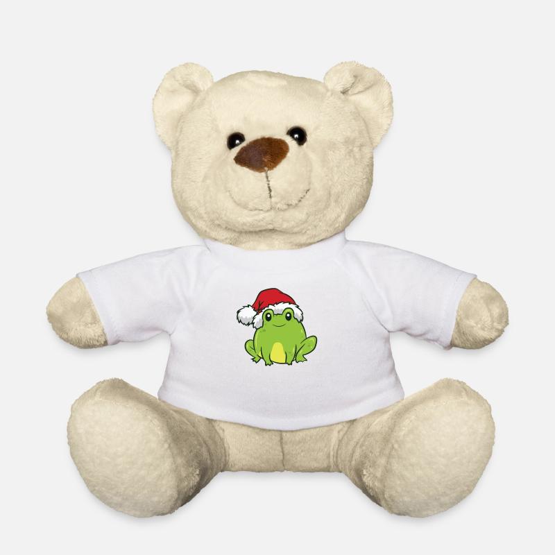 Frø med julehat Julefrø - Teddybjørn - hvid