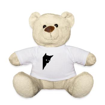 Black cat with shining eyes - Teddy Bear - white - Front