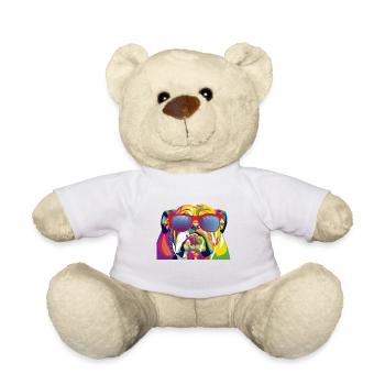 English Bulldog Neon Dog Best T shirt - Teddy Bear - white - Front