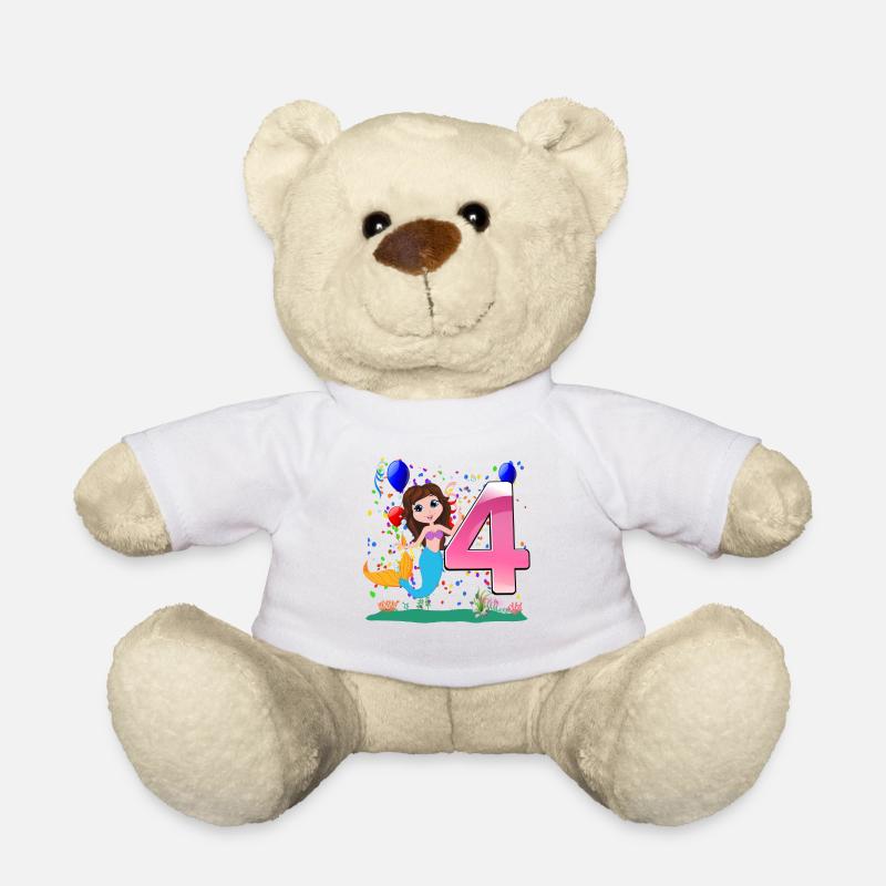 Sirène 4 ans pour le 4e anniversaire pour les filles - Nounours - blanc