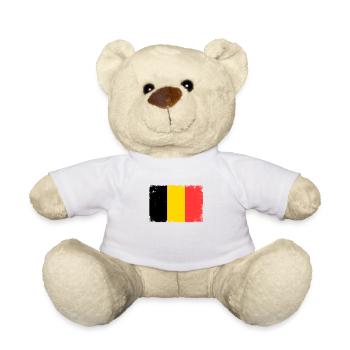 Drapeau belge belge dans un look rétro vintage - Nounours - blanc - Devant
