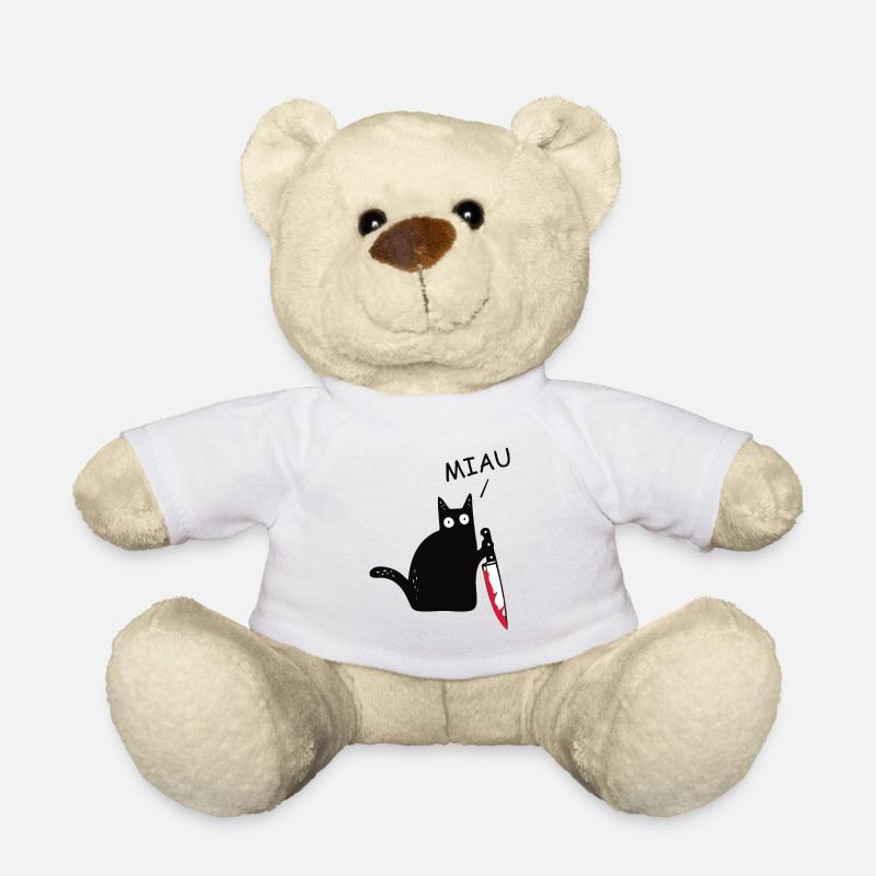 Miau Lusige Katze Mörderkatze Meme Schwarze Katze - Teddy - Weiß