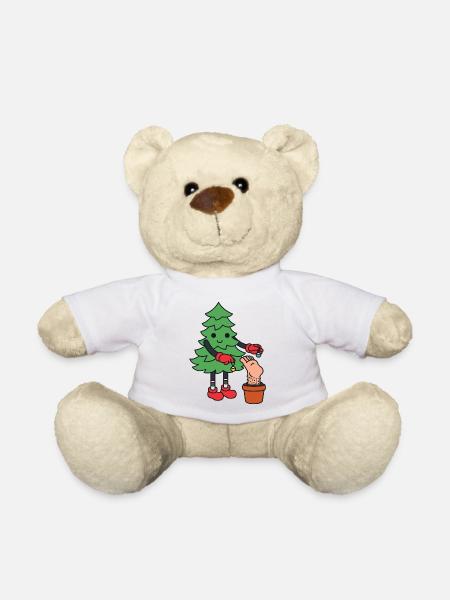 Christmas tree funny Christmas funny fir tree - Teddy Bear - white