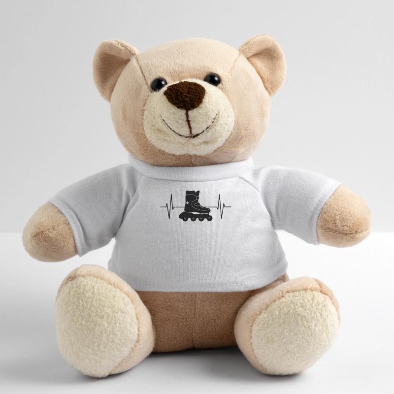 Inline skating gift rollerblading EKG line Teddy Bear