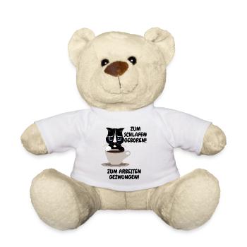 Katze, Kaffee, Arbeit, Montag, Spruch, Kätzchen - Teddy - Weiß - Vorne