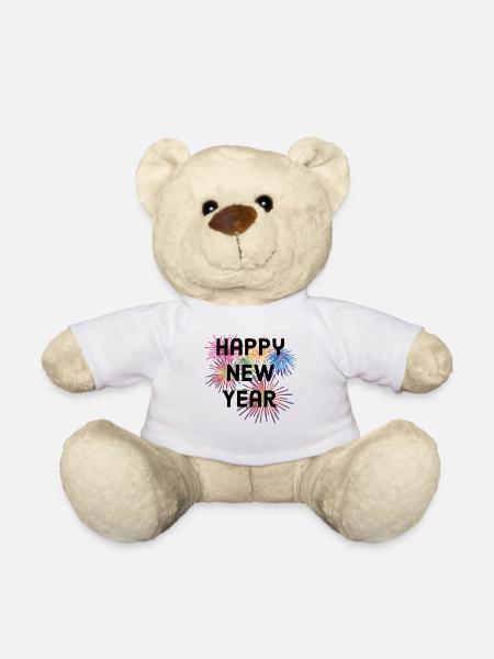 Happy New Year, Happy New Year, New Year, New Year - Teddy Bear - white