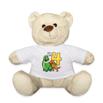 4. Geburtstag Dinosaurier 4 Jahre alt - Teddy - Weiß - Vorne