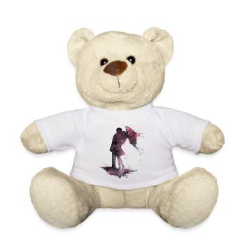 Love and Kiss Watercolor - Teddy Bear - white - Front