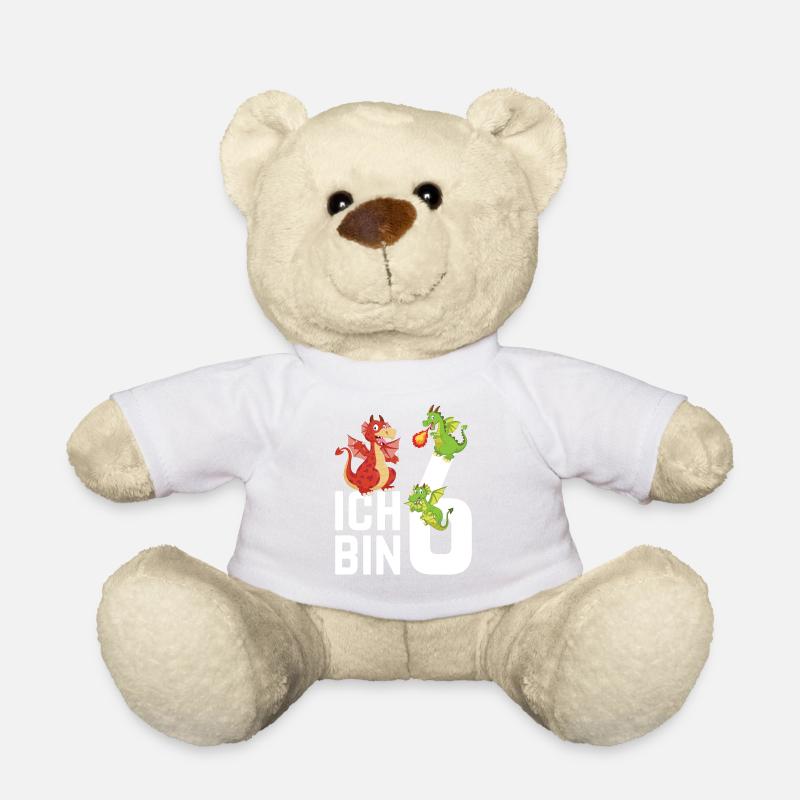Drachen Kindergeburtstag Geburtstag Ritter 6 Jahre - Teddy - Weiß