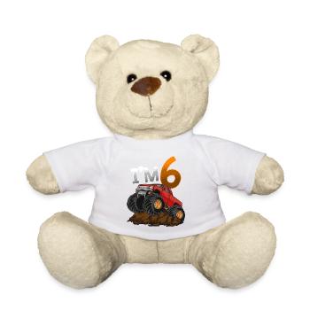 6th Birthday Monster Truck - Teddy Bear - white - Front