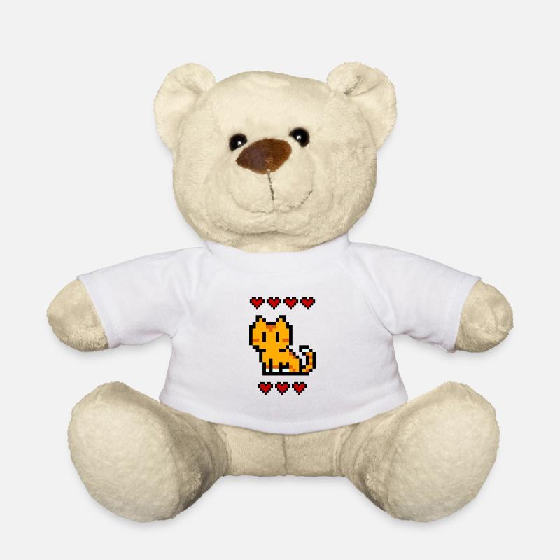 Chat en pixels avec vie pour nerd, geek et joueurs - Nounours - blanc