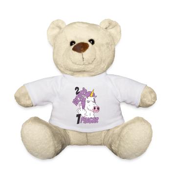 2 Wörter 1 Finger Pferd - Einhorn Fuck You - Teddy - Weiß - Vorne