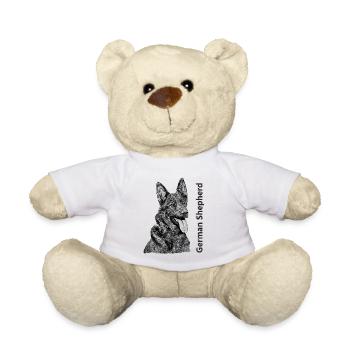 German Shepherd Deutscher Schäferhund Zeichnung - Teddy - Weiß - Vorne