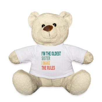 Je suis l’aîné je fais les règles vintage soeur - Nounours - blanc - Devant