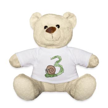 3.Geburtstag Schnecke - 3 Jahre alt Geschenk - Teddy - Weiß - Vorne