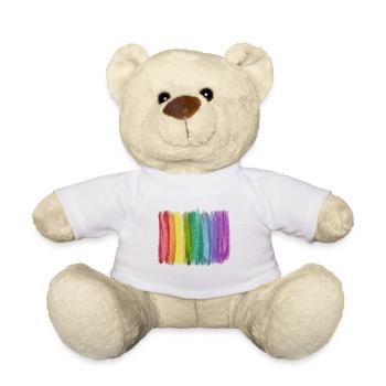 Étincelles de coup de pinceau arc-en-ciel - Nounours - blanc - Devant