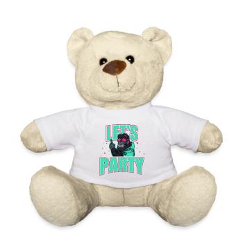Let´s Party DJ Affe Feier Gorilla Geschenkidee - Teddy - Weiß - Vorne
