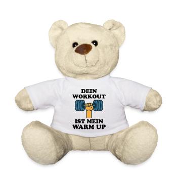 Workout Warm Up Fitness Lustiger Spruch Geschenk - Teddy - Weiß - Vorne