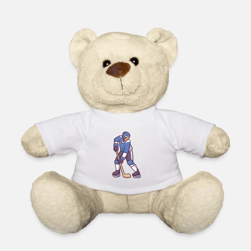 Sportler mit Hockeyschläger - Teddy - Weiß