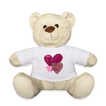 Hübsche rosa Herzen - Teddy - Weiß - Vorne