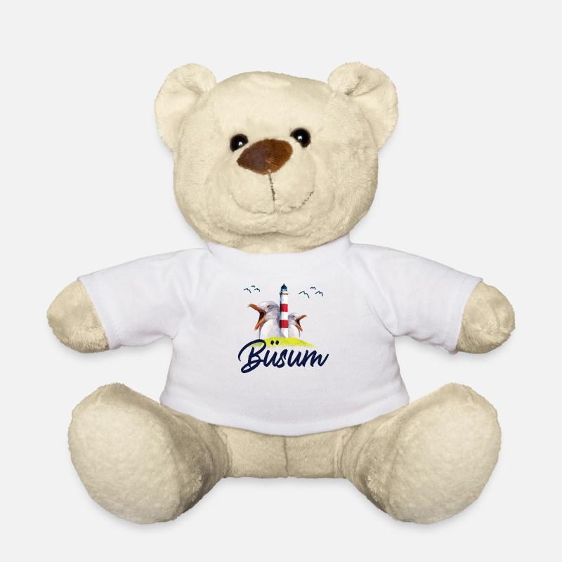Büsum Nordsee Seebad Leuchtturm Möwe Geschenk - Teddy - Weiß