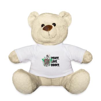 Peace Love Books - Teddy Bear - white - Front