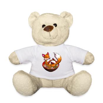 Ramen Noodles Fox Lover Kawaii Japanese Anime Gift - Teddy Bear - white - Front