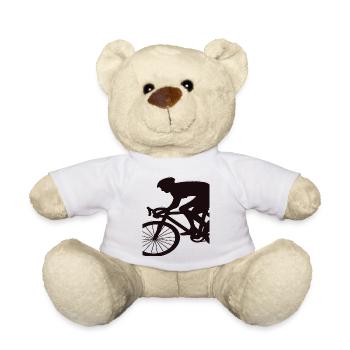 bike cyclist biker road bike - Teddy Bear - white - Front
