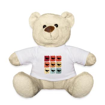 Rétro pop art autruche oiseau idée cadeau animal - Nounours - blanc - Devant