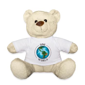 one world earth planet symbol Erde Welt Einheit - Teddy - Weiß - Vorne