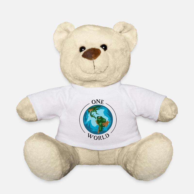 one world earth planet symbol Erde Welt Einheit - Teddy - Weiß