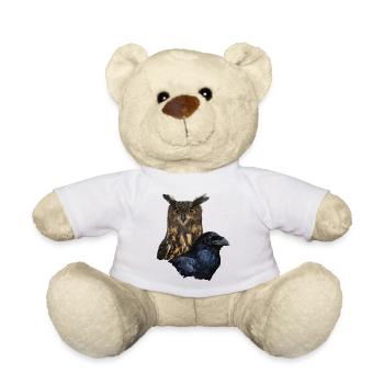 Owl and crow - Teddy Bear - white - Front