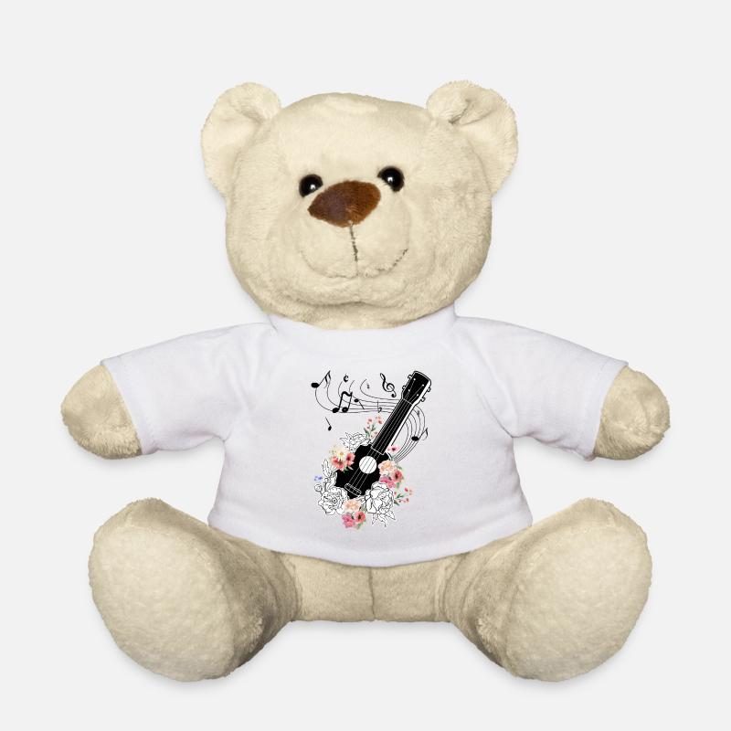 Ukulele with Flowers Gift - Teddy Bear - white