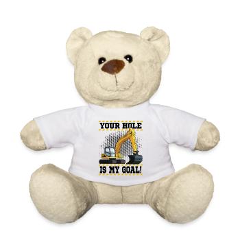 Bagger Maschinenführer Arbeit Beruf Bauarbeiten - Teddy - Weiß - Vorne