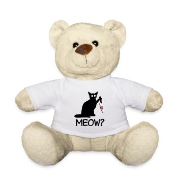 chat noir couteau sang meow - Nounours - blanc - Devant