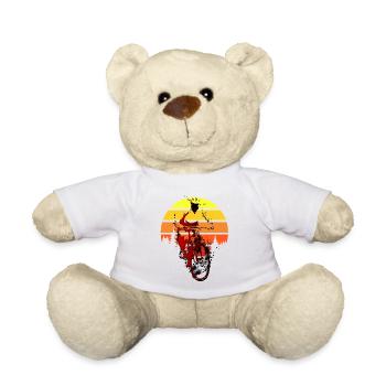 Cyclistes au coucher du soleil rétro - Nounours - blanc - Devant