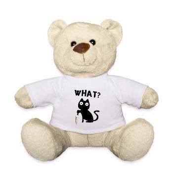Black Murderous Cat What ? Chat meme avec un couteau - Nounours - blanc - Devant