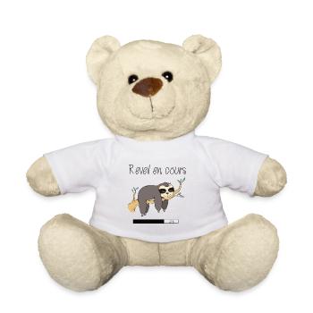 Reveil en cours - flemme humour - Nounours - blanc - Devant