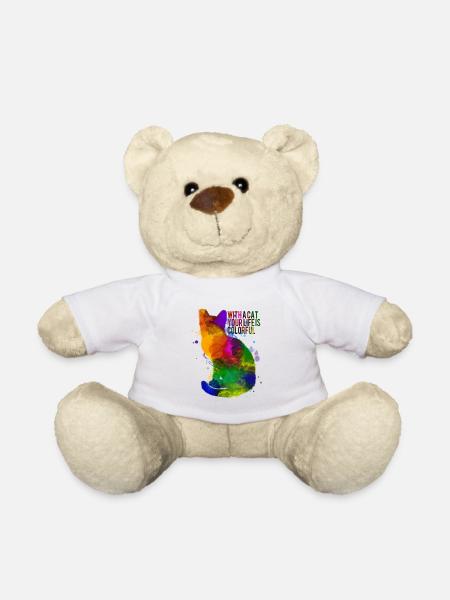 Colorful cat - Teddy Bear - white