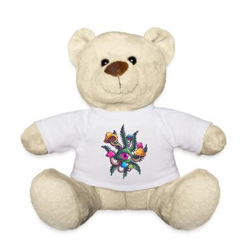 Magic Mushrooms Trippy Psychedelic Cannabis Weed A - Teddy Bear - white - Front
