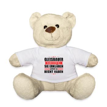 Überarbeiteter Gleisbauer Gleisbau Spruch - Teddy - Weiß - Vorne