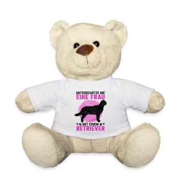 Frau mit Flat Coated Retriever Spruch - Teddy - Weiß - Vorne