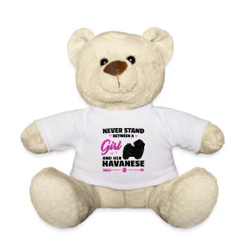Girl with Havanese funny pet dog saying - Teddy Bear - white - Front