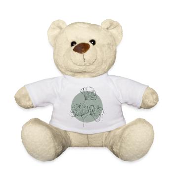 Ginkgo leaves with green minimalist circle design - Teddy Bear - white - Front