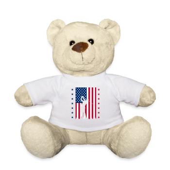 4th of july, 4th of july golf, american golf, USA - Teddy Bear - white - Front